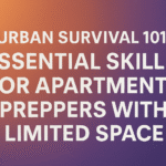 Text graphic titled 'Urban Survival 101: Essential Skills for Apartment Preppers with Limited Space'.